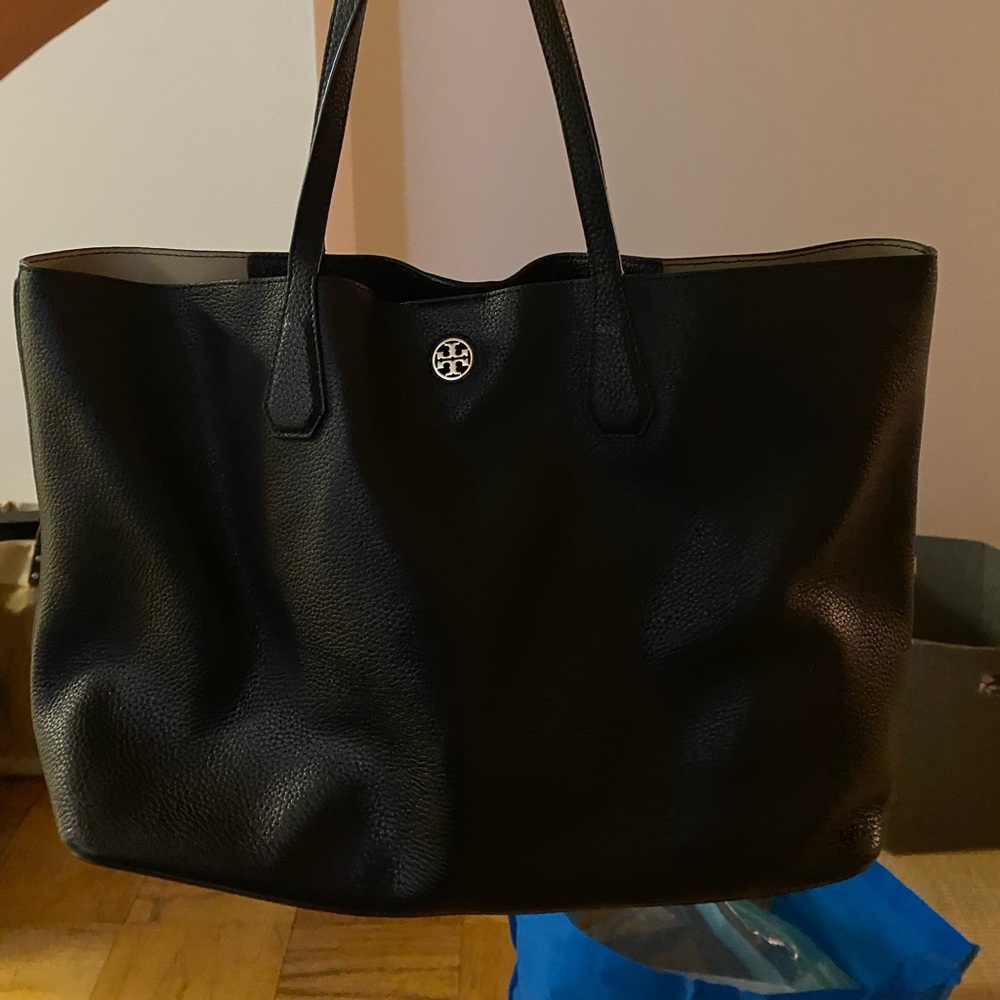 Tory Burch black leather tote